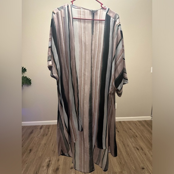 TORRID SIZE 1/2 1X 2X MULTI STRIPE CHALLIS HI-LO KIMONO CARDIGAN WORN ONCE - Picture 5 of 8